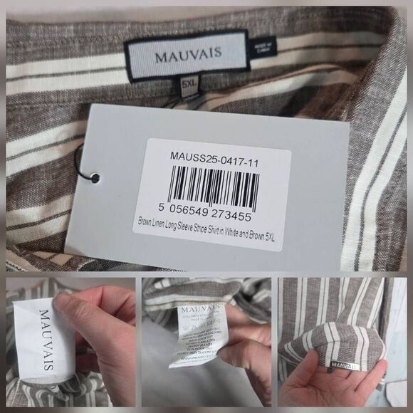 Mauvais Johona 10% Linen Striped Streetwear Button Up / Down Sz 5XL - Picture 6 of 6